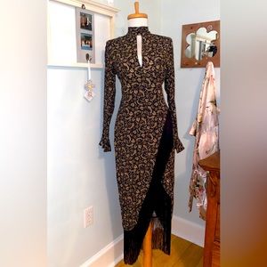 NWT RARE Limited Edition Zara Paisley Fringe Long Sleeve Dress